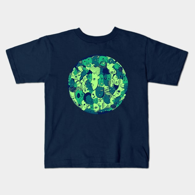 Ngreen Many Faces Kids T-Shirt by kenallouis